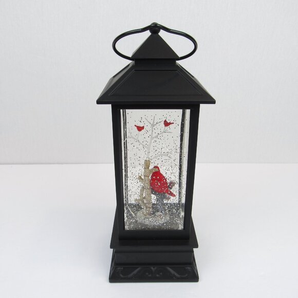 Holiday Spinning Silver Glitter Lighted Lantern Cardinals Christmas Decor - Picture 3 of 13